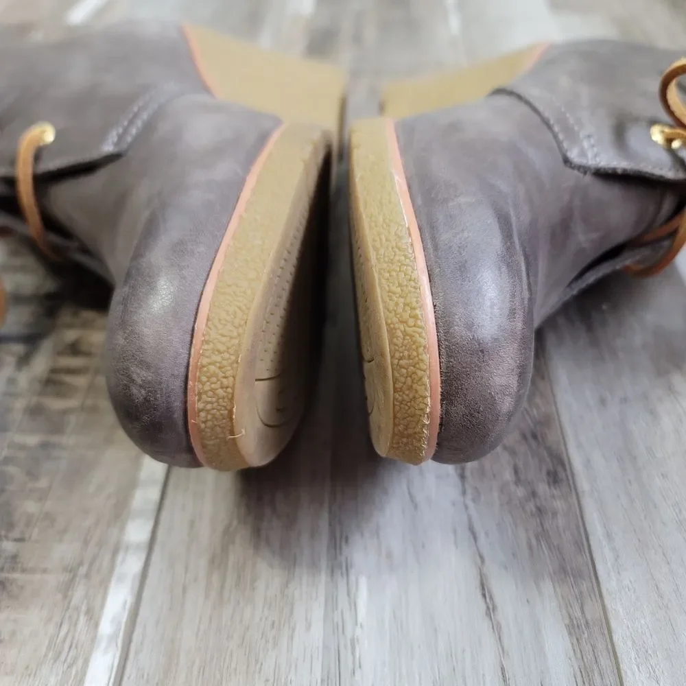 Sperry Harlow Burnished Gray Leather Wedge Bootie Size 9.5
